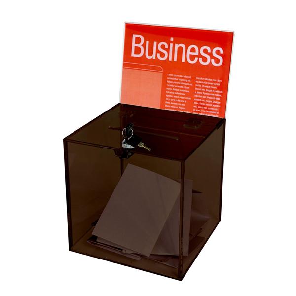 Ballot Box With Key Lock & Sign Holder - Smoke AO48370