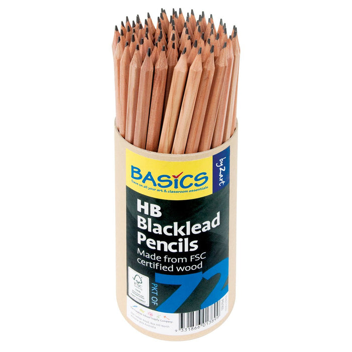 Basics by Zart Pencils Blacklead HB 72 Pack CX556034