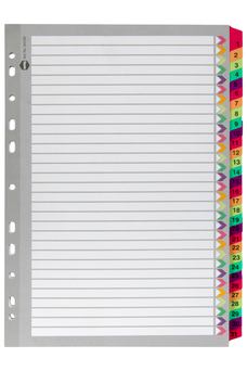 Marbig A4 Fluoro Cardboard Indices/Divider, 1-31