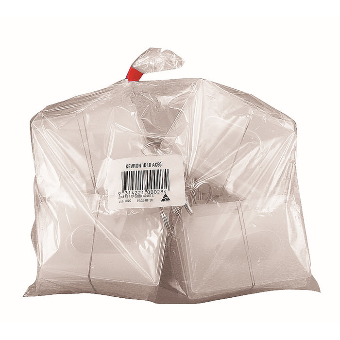 Kevron ID1800 Clear ID Card Holder with Ring, Pack of 50