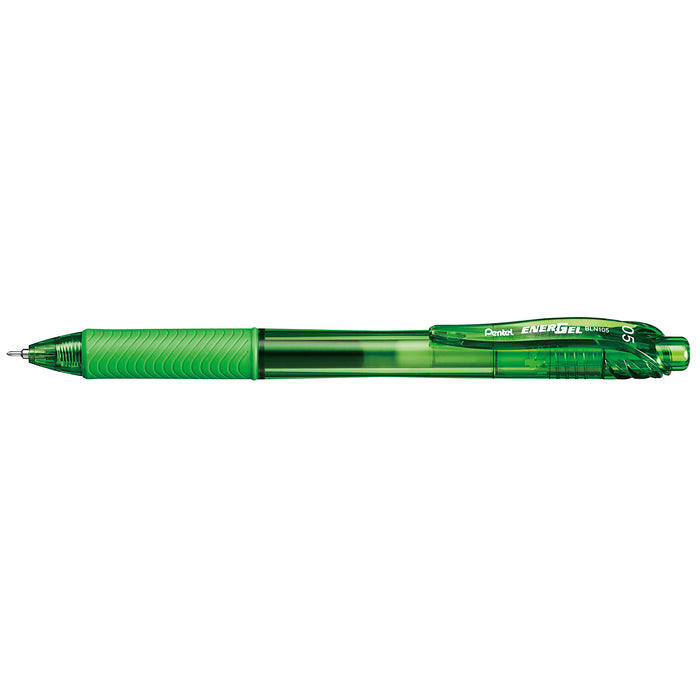 Pentel BLN105 Retractable Energel 0.5mm Gel Pen Light Green - Pack of 12