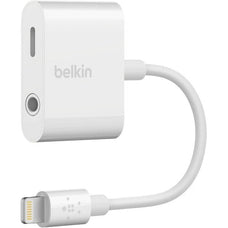 Belkin 3.5mm Audio + Charge RockStar, Lightning/Mini-phone Audio/Power/Data Transfer Cable for Headphone, Speaker, Microphone, Remote Control, Audio Device, iPhone, White IM3968256