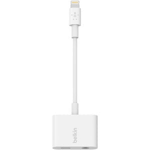 Belkin 3.5mm Audio + Charge RockStar, Lightning/Mini-phone Audio/Power/Data Transfer Cable for Headphone, Speaker, Microphone, Remote Control, Audio Device, iPhone, White IM3968256
