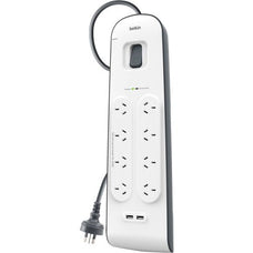 Belkin 8-Outlets Surge Protector Powerboard, 8x AC Power, 2x USB, 900J, 5V DC Output IM2740632