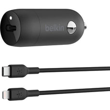 Belkin BoostCharge 30W USB-C Car Charger + USB-C to Lightning Cable, 12V DC Input, 3A Output, Black IM5737058