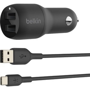 Belkin BoostCharge Dual USB-A Car Charger 24W, USB-A to USB-C Cable IM4825008