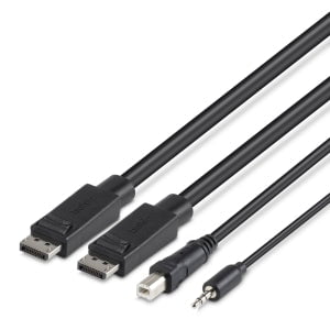 Belkin Dual-Head DP to DP KVM Combo Cable, 6' - 1.83 m KVM Cable for KVM Switch - First End: 1 x 4-pin USB Type A, 1 x Mini-phone Stereo Audio - Male, 2 x 20-pin DisplayPort 1.2a Digital Audio/Video - Male - Second End: 1 x Mini-phone Stereo Audio - Male, IM4807629