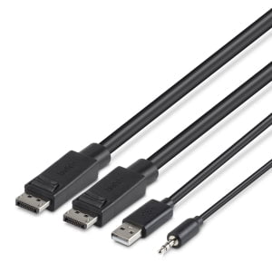 Belkin Dual-Head DP to DP KVM Combo Cable, 6' - 1.83 m KVM Cable for KVM Switch - First End: 1 x 4-pin USB Type A, 1 x Mini-phone Stereo Audio - Male, 2 x 20-pin DisplayPort 1.2a Digital Audio/Video - Male - Second End: 1 x Mini-phone Stereo Audio - Male, IM4807629
