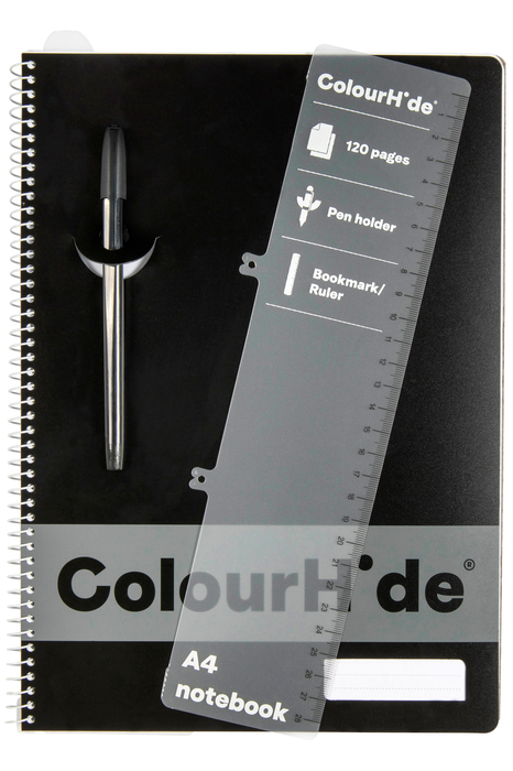 ColourHide A4 Black Polypropylene Cover Notebook 120 Pages x Pack of 10