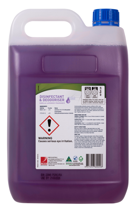 Northfork Deodoriser Sanitiser Vanilla Lavender 5 Litres x 3's pack