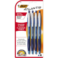 Bic Atlantis Ballpoint Pen Medium Tip Blue x 4's pack BI954356