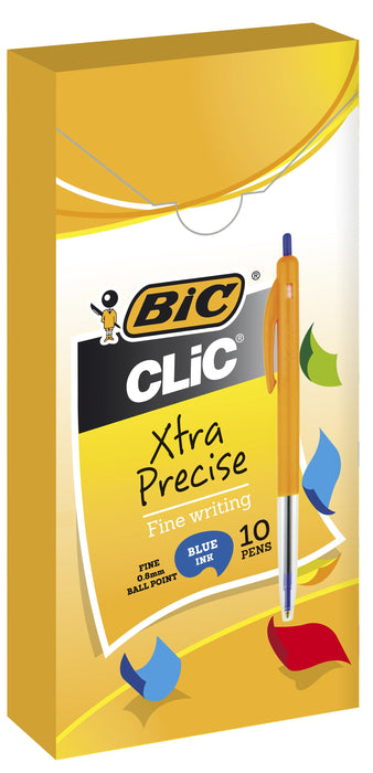 Bic Clic Ballpoint Pen Fine Tip Black x 10's, Xtra Precise BI922625