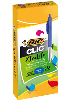 Bic Clic Ballpoint Pen Medium Tip Blue, 10's, XtraLife BI922617