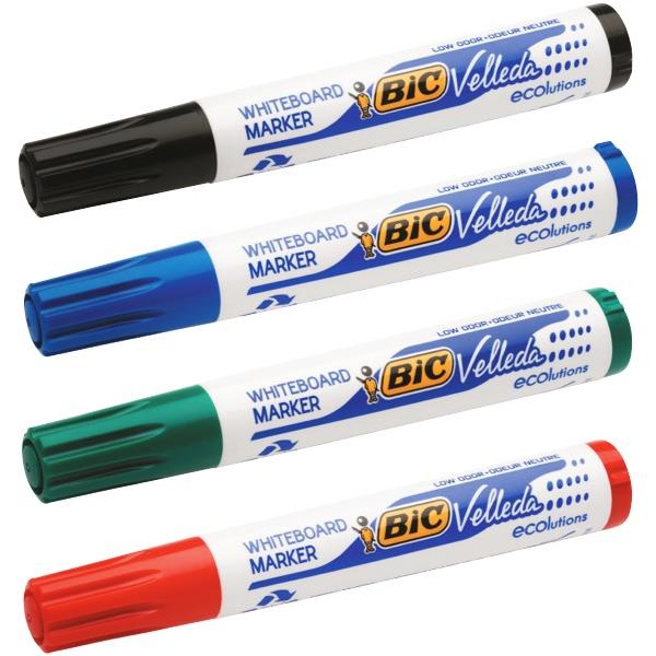 BIC Velleda ECOlutions Assorted Colours Whiteboard Marker Bullet Tip x 4's pack (1701) BI904941