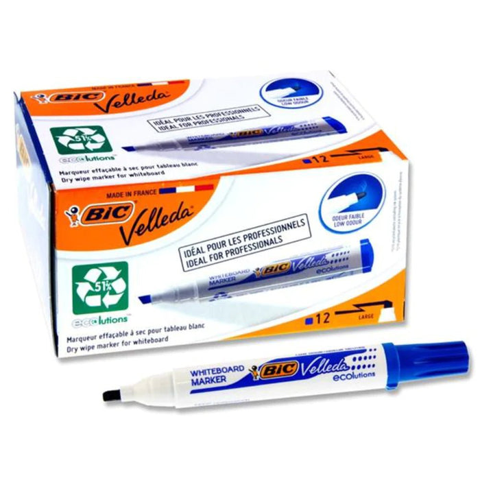 BIC Velleda ECOlutions Blue Whiteboard Marker Chisel Tip x 12's pack (1751 06) BI904947