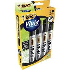 Bic Vivid ECOlutions Permanent Marker Fine Tip Black, 4's Pack BI996470