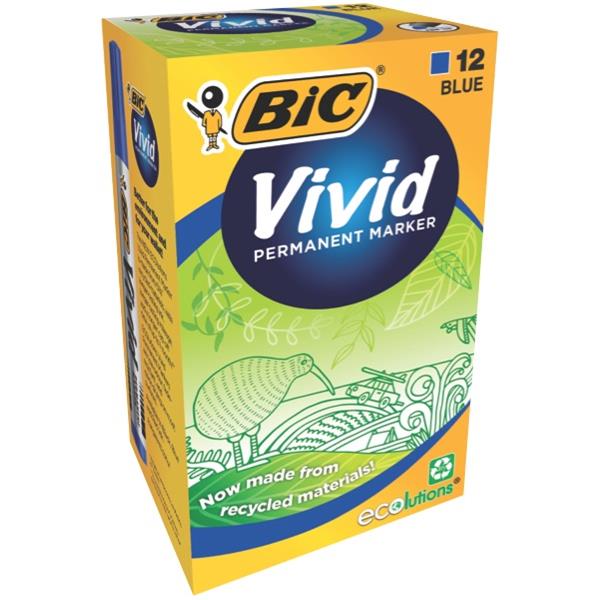 Bic Vivid ECOlutions Permanent Marker Fine Tip Blue x 12's pack BI508390