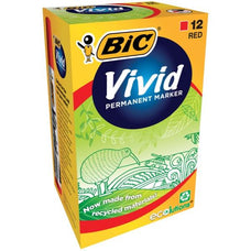 Bic Vivid ECOlutions Permanent Marker Fine Tip Red x 12's pack BI508391