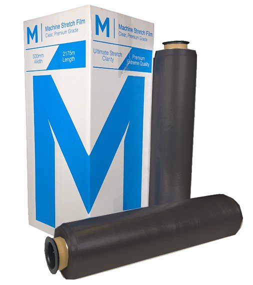 Black 15mu Premium Hand Stretch Film Roll 500mm x 400mt x 4 Rolls MPH8050