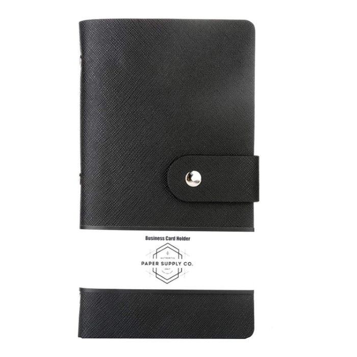Black 96 Business Card Holder with Button Closure FPBCH96BK