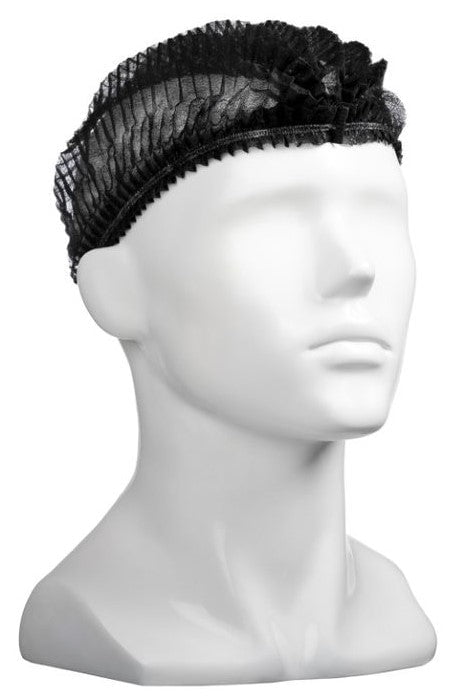 Black Polypropylene 12gsm Crimp Hats 530mm x 1000 pieces pack MPH30055