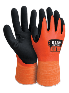 BLADE Cut 5 Orange Nitrile Liquid Proof Full Coat Gloves, Cut Resistant Gloves, 2 Pairs