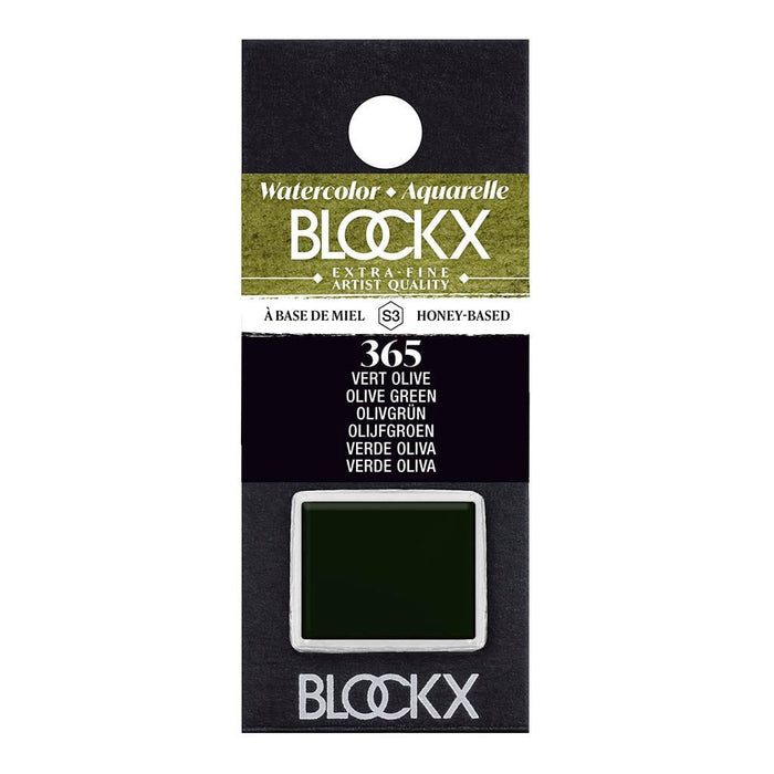 BLOCKX Watercolour Half Pan S3 365 Olive Green FPC41365BXC
