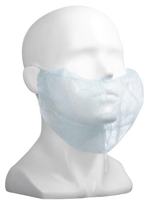 Blue Disposable Polypropylene Beard Covers Double Loop, 12gsm, 230mm x 430mm x 1000 pieces pack MPH30095