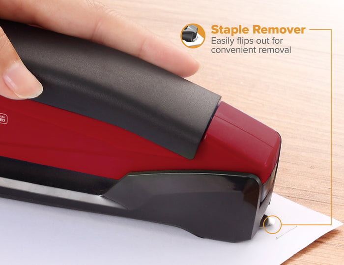 Bostitch Low Force Stapler, InPower Premium Antimicrobial, Red, Full Strip, 20 Sheet AO311124
