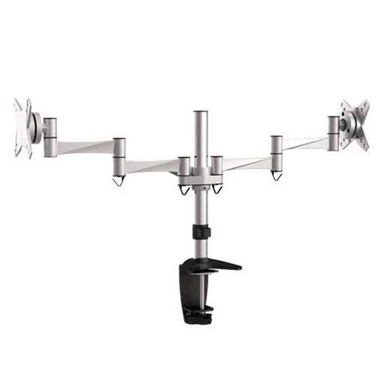 BRATECK 13"-27" Dual Monitor Desk Mount. Max Load: 8kg per Arm. Extend,Tilt and Swivel. Max Arm Extension - 427mm. VESA 75x75 & 100x100. Colour Metalic Grey CDLCD-LDT02-C024