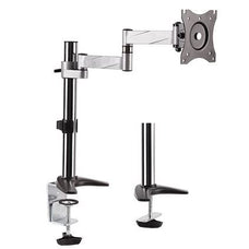 BRATECK 13"-27" Single Monitor Desk Mount. Max Load 8kgs. Rotate, Extend, Tilt,  Swivel. Max Arm Extension 396mm. Supports VESA 75x75 &100x100. Colour Slate Black and Metallic Grey. CDLDT11-C012