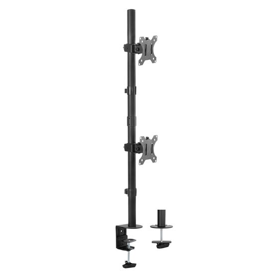 BRATECK 13"-32" Dual Vertical Articulating Monitor Stand. Max Load 8kgs per Monitor. Rotate, Tilt & Swivel. Clamp & Grommet Option Height Adjustable. Buit in Cable Mangement.  VESA 75x75 & 100x100 CDLDT12-C02V