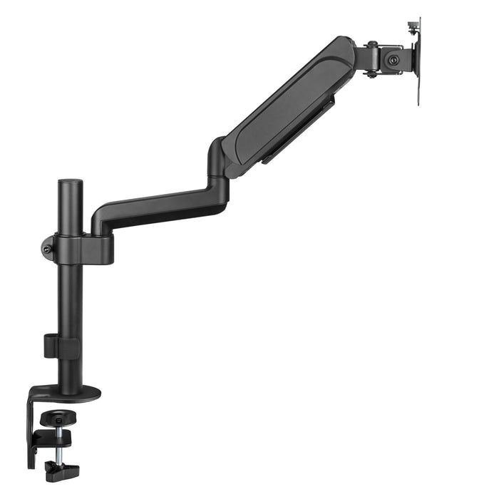 BRATECK 17"-32" Pole-Mounted Gas Spring Single Monitor Desk Mount Bracket with Detachable VESA Plate. Max Load 9Kgs, Supports VESA 75x75 & 100x100, Extend, Tilt, & Swivel, Clamp or Grommet Instal. CDLDT48-C012