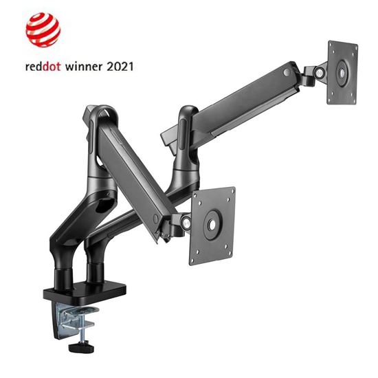 BRATECK 17''-32'' Premium Aluminium Dual Spring-Assisted Desk Mount Monitor Arm. Supports VESA up to 100x100. Extend, Tilt and Swivel. Detachable VESA Plate. Max CDLDT50-C024