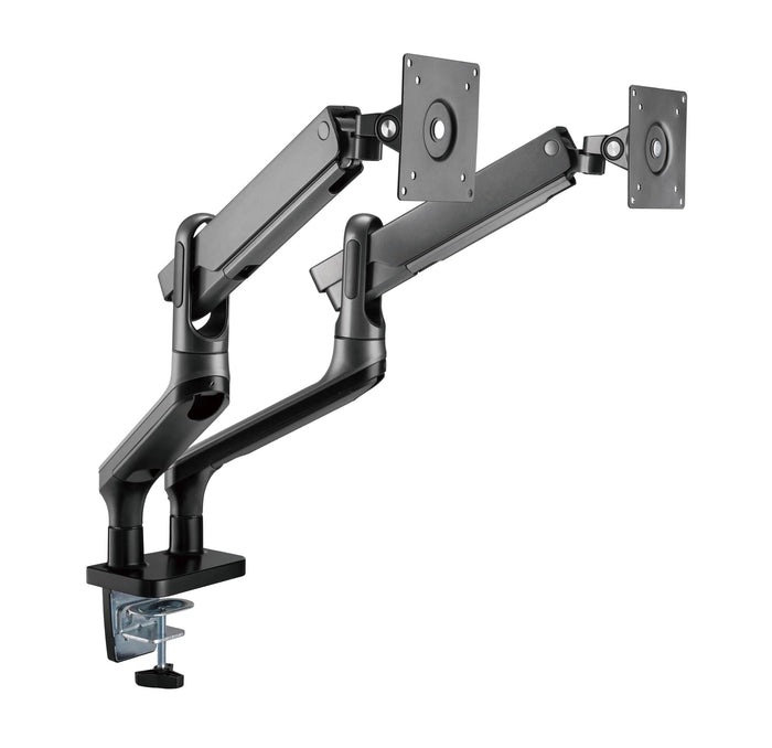 BRATECK 17''-32'' Premium Aluminium Dual Spring-Assisted Desk Mount Monitor Arm. Supports VESA up to 100x100. Extend, Tilt and Swivel. Detachable VESA Plate. Max CDLDT50-C024