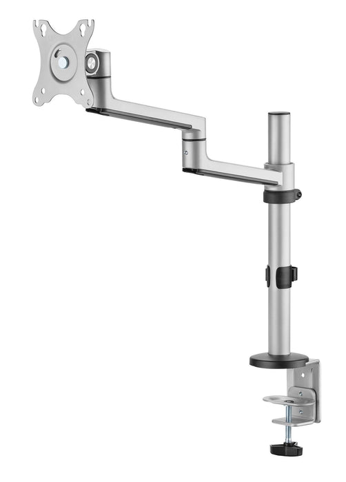 BRATECK 17"-32" Single Arm Premium Articulating Monitor Mount. Arm Extension 466mm, Built-in Cable Management, Detachable VESA Plate. Desk Clamp & Grommet Mounting Inc. Matte Grey Colour. CDLDT72-C012