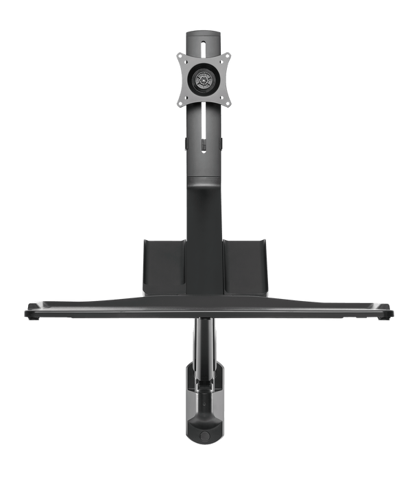 BRATECK 17-32" Wall Mount Single Monitor Gas Spring Sit-Stand Workstation. Folding Keyboard Tray. Counter-Balance Gas Spring. Integrated Ball-Joint. 2nd Storage Tray. Easy Height Adjust. CDWWS05-01-P01