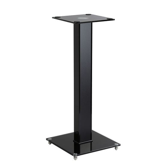 BRATECK 23.6" Aluminium/Glass Floor Standing BookShelf Speaker Stands. Tempered Glass Base with Floor Spikes for Stability. Max weight 10Kgs. 250x250mm Glass Top Plate. 600mm High. Sold as a Pair. CDBS-03M