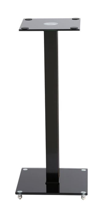 BRATECK 23.6" Aluminium/Glass Floor Standing BookShelf Speaker Stands. Tempered Glass Base with Floor Spikes for Stability. Max weight 10Kgs. 250x250mm Glass Top Plate. 600mm High. Sold as a Pair. CDBS-03M