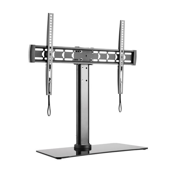 BRATECK 32''-55'' TV Desk Stand with Glass Base. Height Adjustable with Tilt & Rotate. VESA Supports up to 600x400. Max Load: 40Kgs. Hidden Cable Management. CDLDT03-11LT