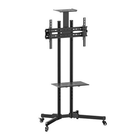 BRATECK  32''-70'' Economy TV Stand, Adjustable TV Height with Metal Shelf.  Max VESA: 600x400 (70"+) Min VESA 200x200 (fits most 32"). Tilt: -15~+15. Max weight: 50kg. CDLCD-T1028B