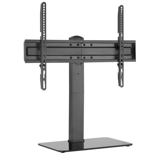 BRATECK 37-70" Universal Swivel Tabletop TV Stand with Glass Base. Swivel & Vertical Height Adjustable. VESA Support up to 600x400. Max Load: 40Kgs. CDLDT03-23L