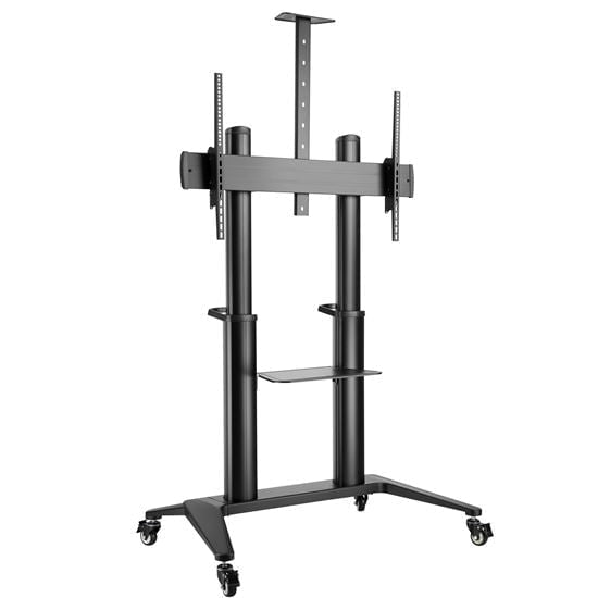 BRATECK 70"-120" Large Screen Ultra-strong Mobile TV Cart. Max Load 140Kgs. VESA support up to 1000x600. Hidden Cable Management. Height Adjustable 1250-1600mm. CDTTL12-610TB