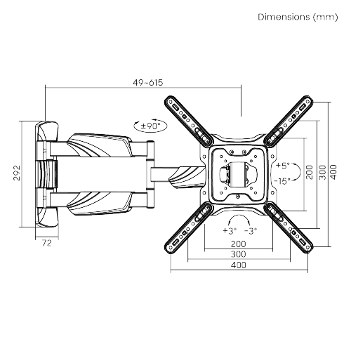 Brateck Cantilever 23-52" Articulated LCD Wall Mount Bracket DVAF960