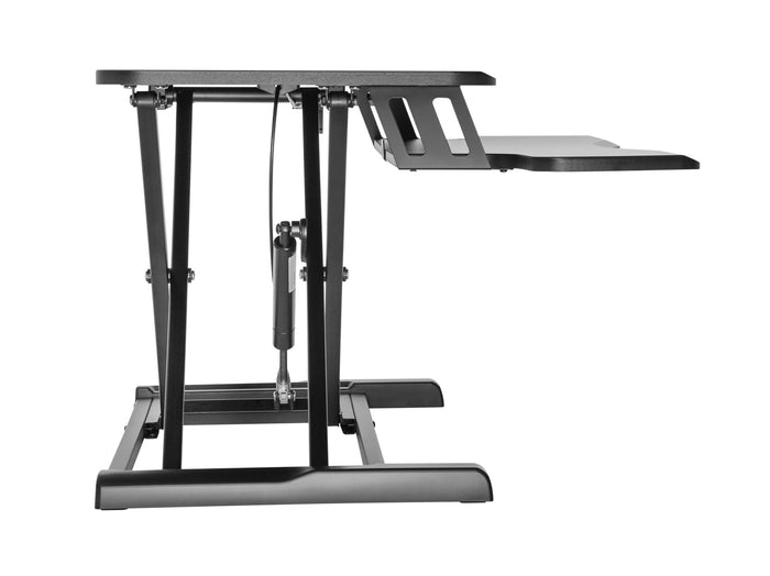BRATECK Gas-Spring Scissor Lift Desktop Sit-Stand Workstation. Height Adjustable 110-505mm Work Surface Size 950x400mm (LxW). Work Surface Weight Cap. 15kgs. Black Colour. CDDWS28-02NBLK