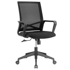 BRATECK Office Chair. Ergonomic with Breathable Mesh Back. Pneumatic Seat-Height Adjustment. Adjustable Tilt-back. PU Hooded Casters. Black Colour. CDCH05-11