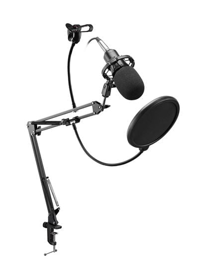 BRATECK Podcasting Microphone with Clamp-on Table Mount, Windshield, & Phone Holder. 72cm Boom Arm, XRL Female to 3.5mm, Microphone Cable 2.5m/8.2 ft, Dual Suspension STOCK CLEARANCE SALE Up to 30% OFF CDMDS09-2