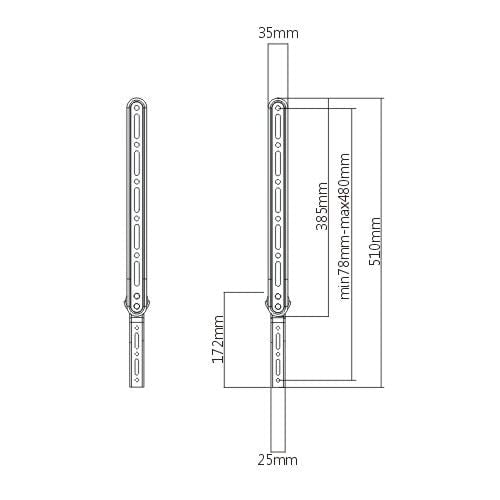 BRATECK Universal Sound Bar Wall Bracket. Attaches to VESA holes of TV for mounting below TV. Fits most 23''~65'' TVs. CDSB-41