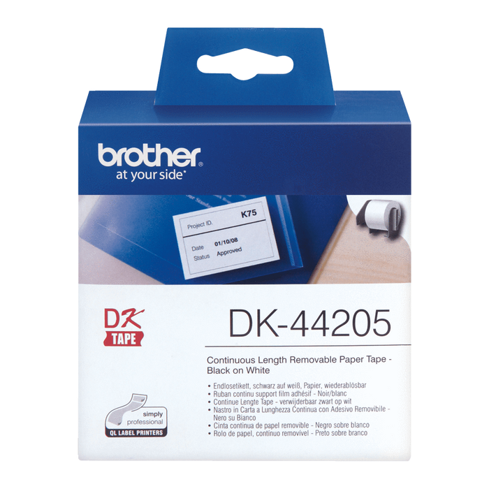 Brother DK 44205 Continuous Label 62mm x 30.48mt Black on White DSBDK44205