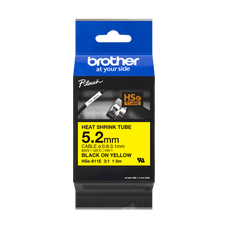 Brother HSe-611E Heat Shrink Tube Tape Cassette, Black on Yellow, 5.2mm Wide DSBHSE611E